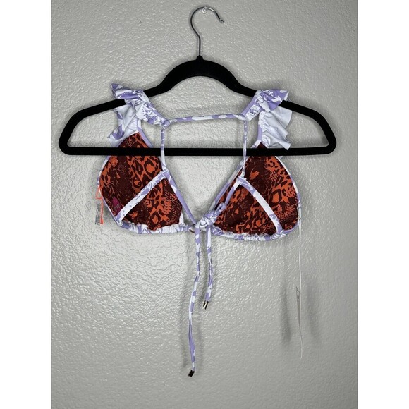 Maaji Bikini Top Womens Medium Reversible Ruffle Floral Swimwear Boho Beach Pool - Picture 4 of 5